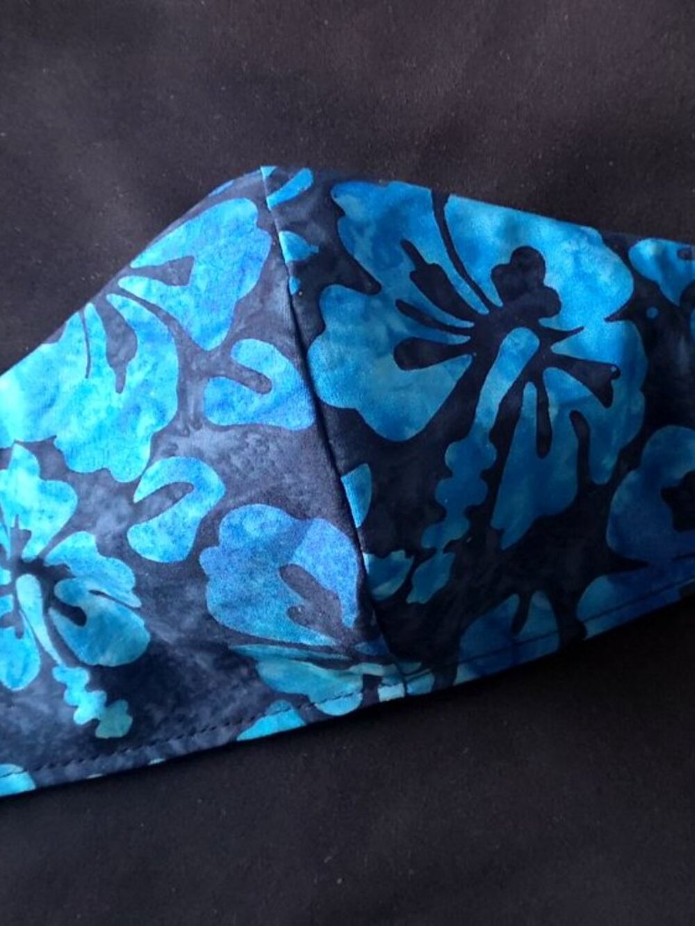 Adult Handmade Face Mask 100% Cotton Blue Floral Bali Batik